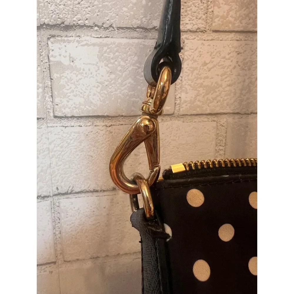 Kate Spade New York Polka Dot Nylon‎ Crossbody Bag Black White Gold Hardware
